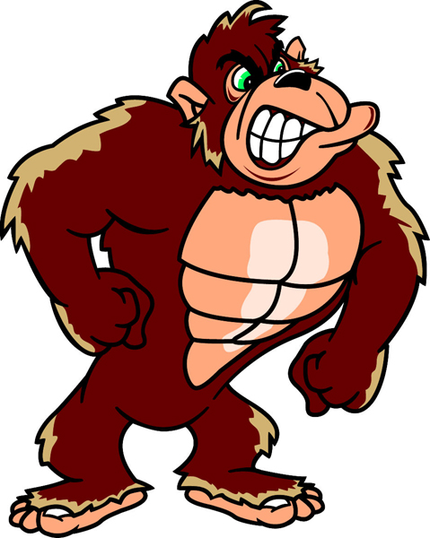 Gorilla mascot full color vinyl sports sticker. Customize on line. Gorilla 1